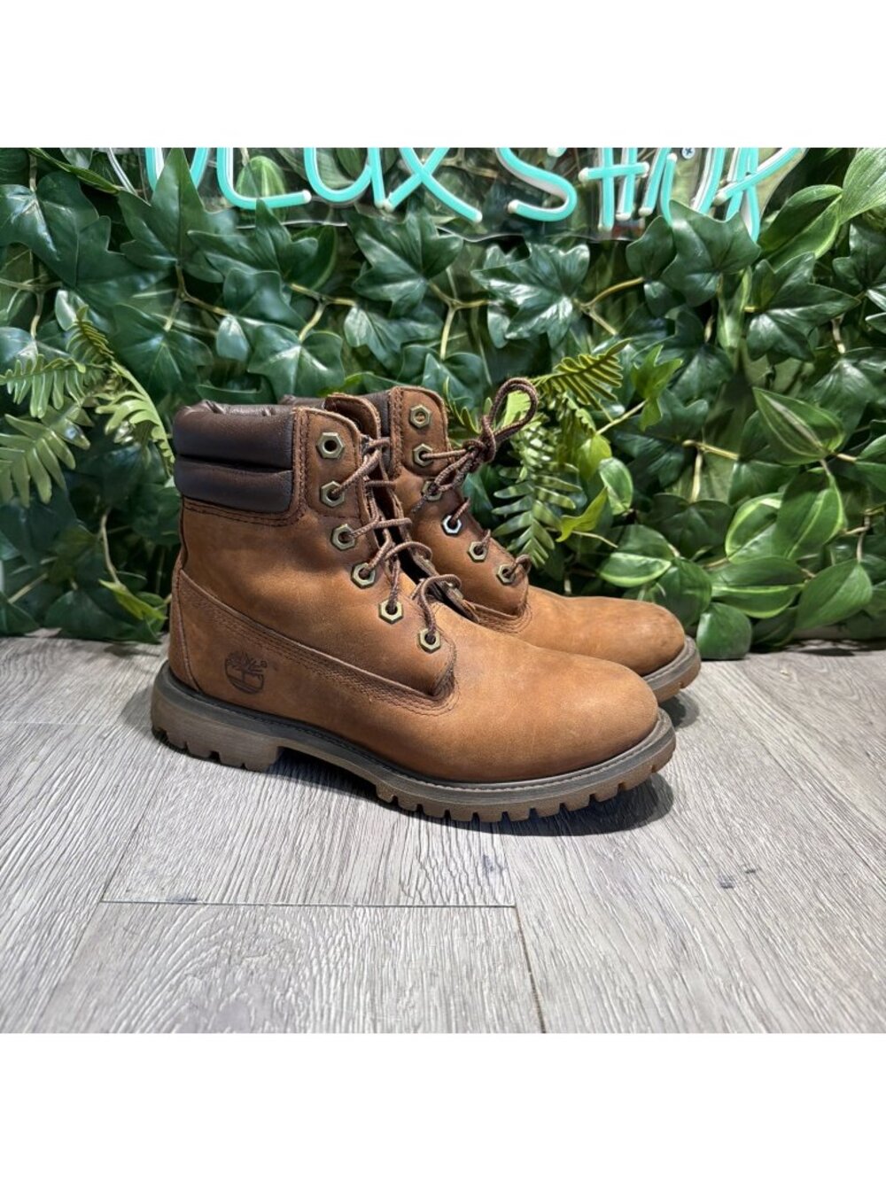 Timberland Womens Sz 6.5 Linden Woods 6 Inch Waterproof Boot DK BROWN FULL GRAIN